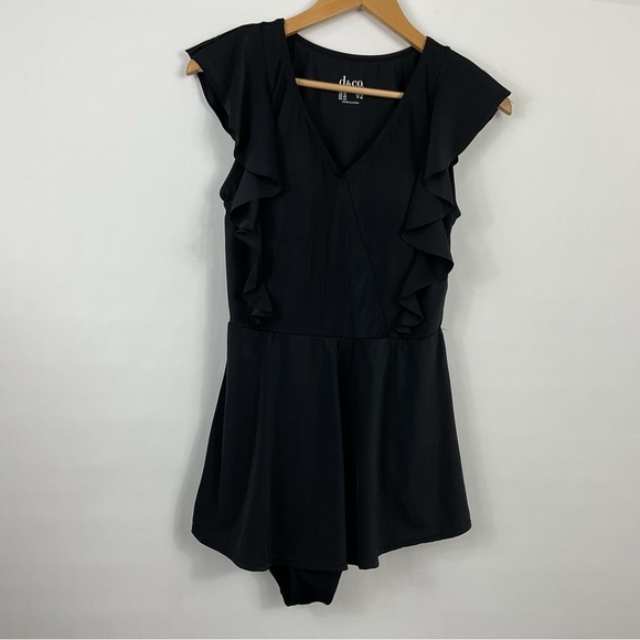 Denim & Co Beach Wrap Front Ruffle Swim Dress Size 10 - Picture 1 of 7